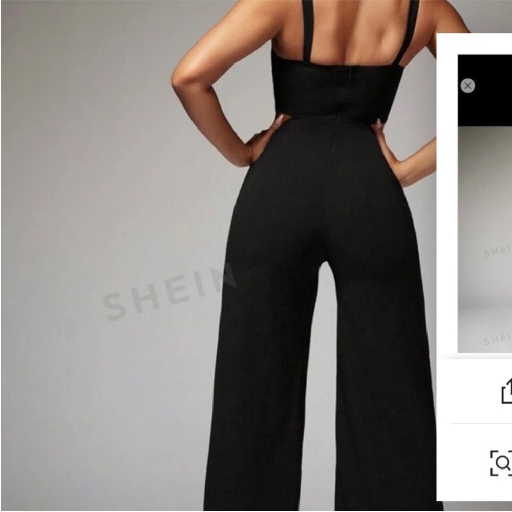 SHEIN Black Cutout Wide-Leg Jumpsuit - Picture 4 of 8